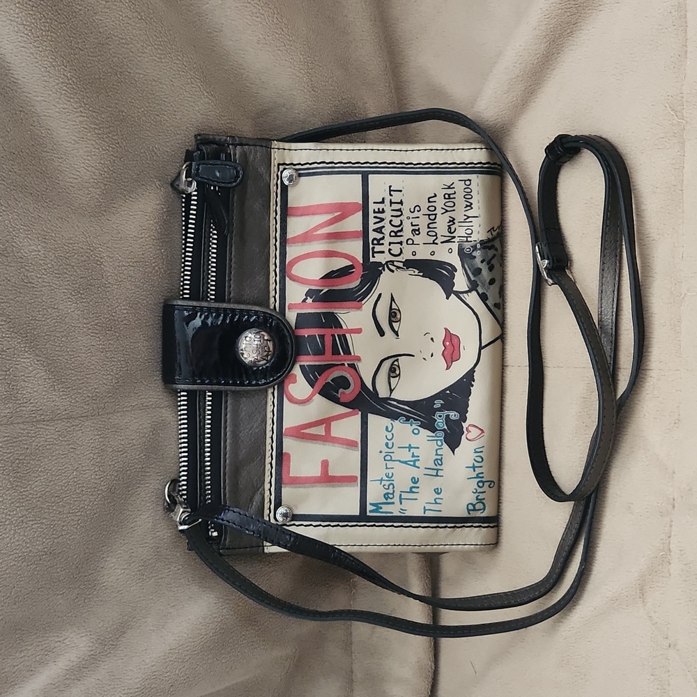 Rare Y2K BRIGHTON "Travel Circuit" Leather Crossbody Bag